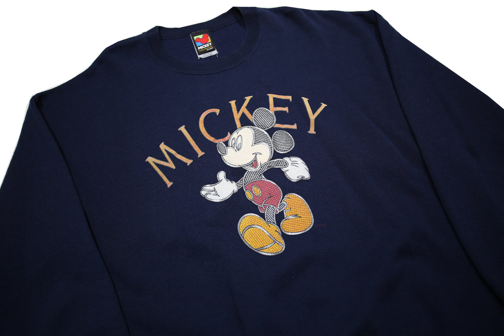 MICKEY UNLIMITED Mens Navy Blue Cotton Blend Crew Neck XL Sweatshirt Cartoon