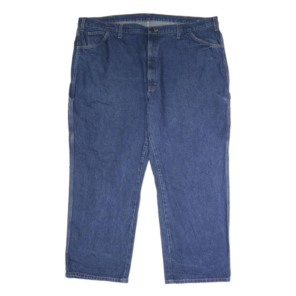 DICKIES Mens Jeans Blue Regular Straight Denim Medium W50 L30 Workwear Zip