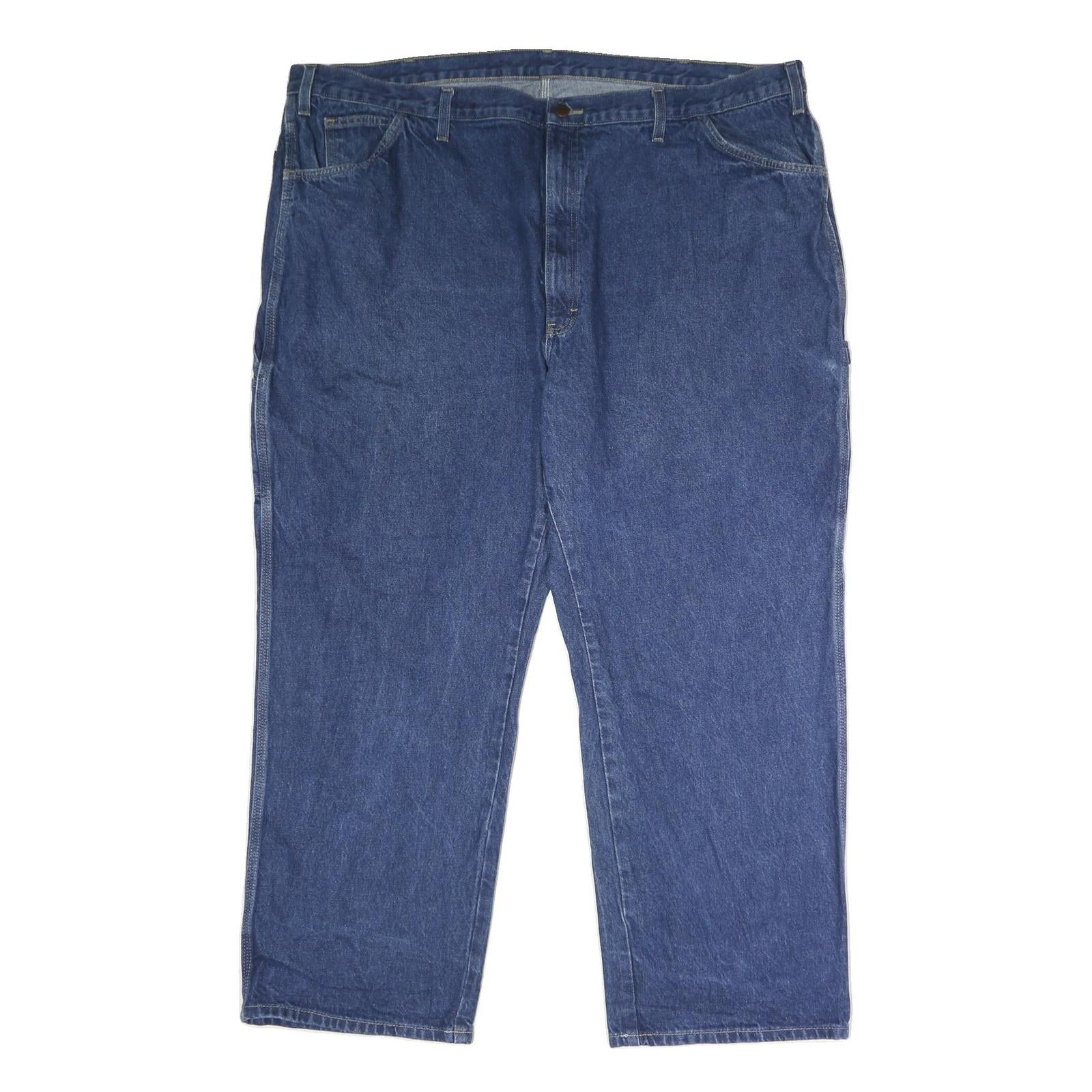 DICKIES Mens Jeans Blue Regular Straight Denim Medium W50 L30 Workwear Zip