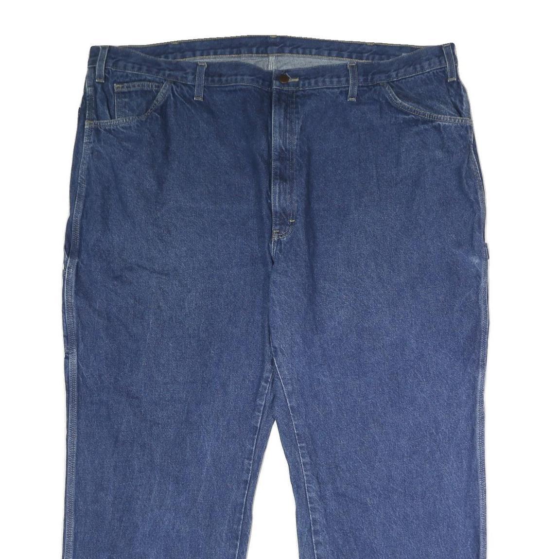 DICKIES Mens Jeans Blue Regular Straight Denim Medium W50 L30 Workwear Zip