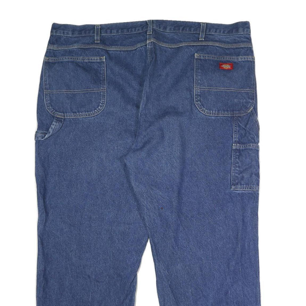 DICKIES Mens Jeans Blue Regular Straight Denim Medium W50 L30 Workwear Zip