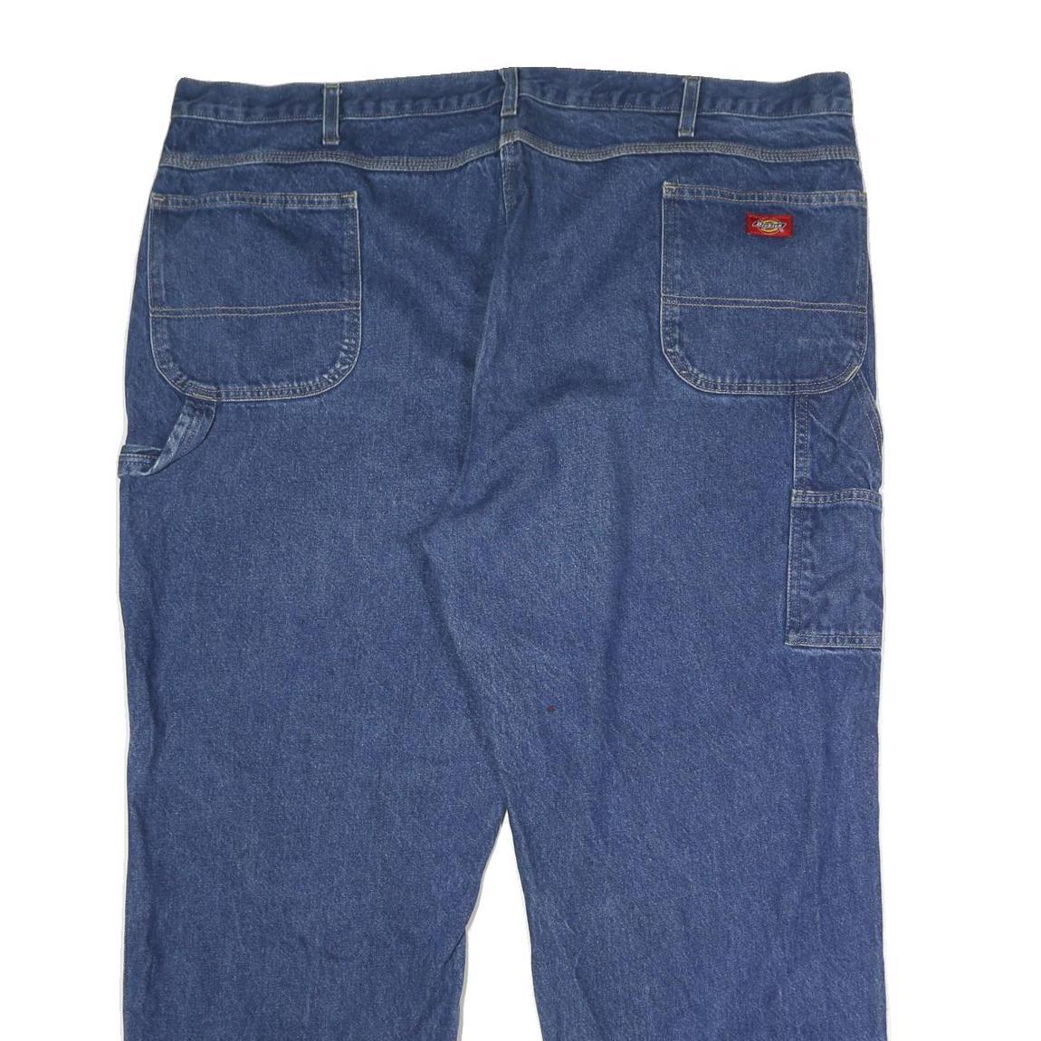 DICKIES Mens Jeans Blue Regular Straight Denim Medium W50 L30 Workwear Zip