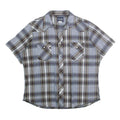WRANGLER Mens Blue Check Shirt L Western Casual Cotton Short Sleeve