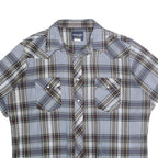 WRANGLER Mens Blue Check Shirt L Western Casual Cotton Short Sleeve
