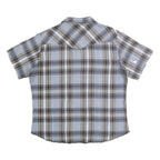 WRANGLER Mens Blue Check Shirt L Western Casual Cotton Short Sleeve