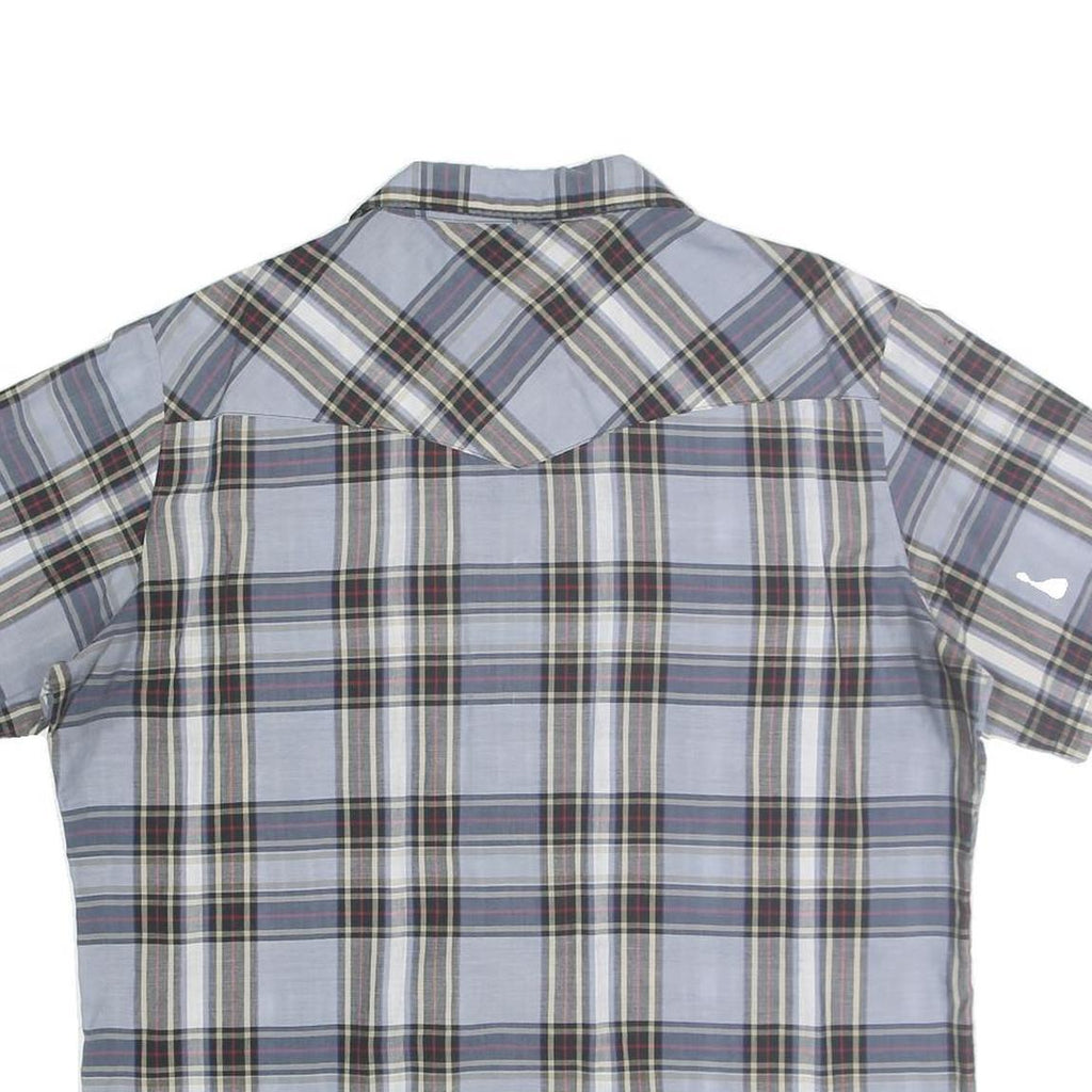 WRANGLER Mens Blue Check Shirt L Western Casual Cotton Short Sleeve