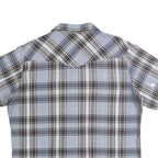 WRANGLER Mens Blue Check Shirt L Western Casual Cotton Short Sleeve