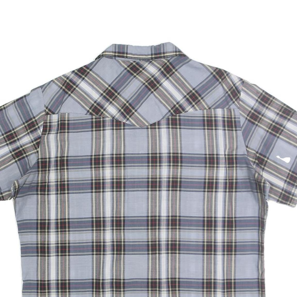 WRANGLER Mens Blue Check Shirt L Western Casual Cotton Short Sleeve