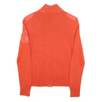 LAUREN RALPH LAUREN Womens Orange Patterned Zip Up Chunky Knit Jumper S Cotton