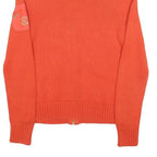 LAUREN RALPH LAUREN Womens Orange Patterned Zip Up Chunky Knit Jumper S Cotton