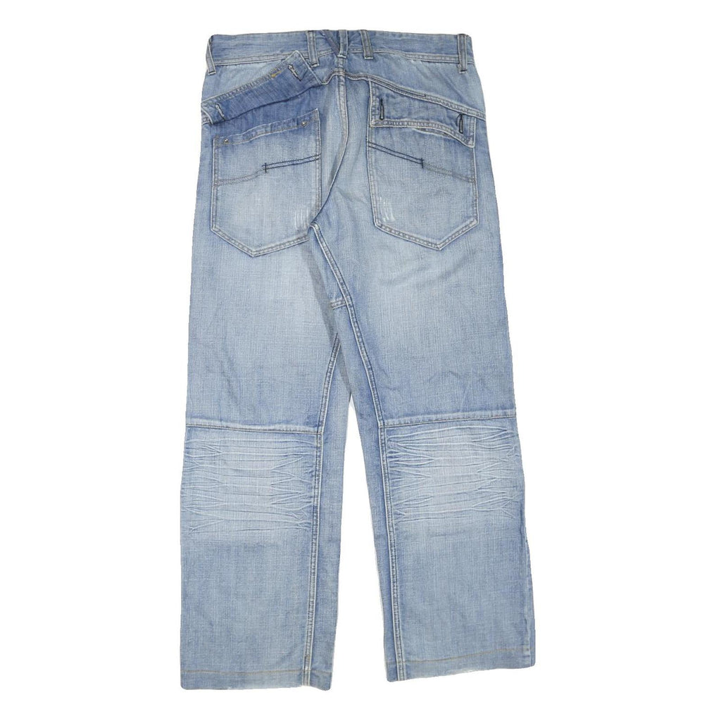 M.S Womens Jeans Blue Regular Cotton Blend Button W34 L30 Light Wash Pockets