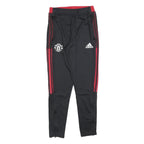 ADIDAS Mens Joggers Black & Red Regular Tapered S W25 L27 Manchester United Logo