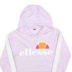 ELLESSE Womens Lilac & White Hoodie UK 8 Cotton Blend Cropped Casual Sweatshirt