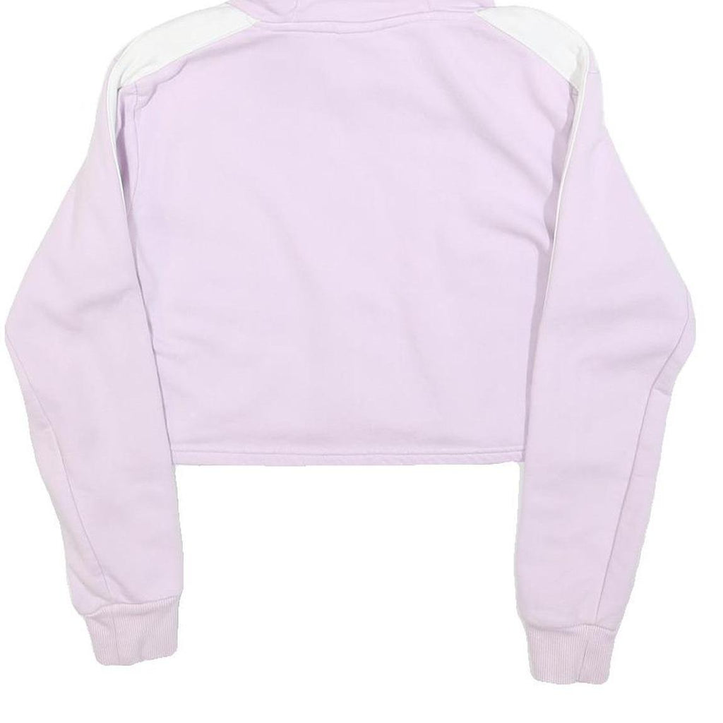 ELLESSE Womens Lilac & White Hoodie UK 8 Cotton Blend Cropped Casual Sweatshirt