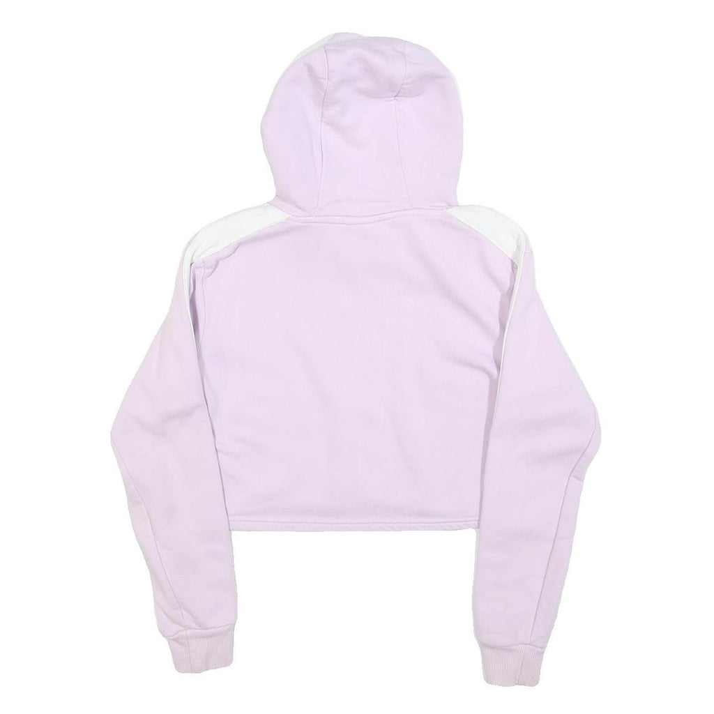 ELLESSE Womens Lilac & White Hoodie UK 8 Cotton Blend Cropped Casual Sweatshirt
