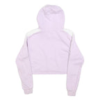 ELLESSE Womens Lilac & White Hoodie UK 8 Cotton Blend Cropped Casual Sweatshirt