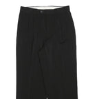 Womens Black Regular Fit Straight Leg Trousers W30 L27 Polyester Blend Zip
