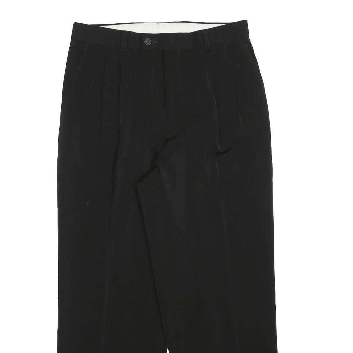 Womens Black Regular Fit Straight Leg Trousers W30 L27 Polyester Blend Zip