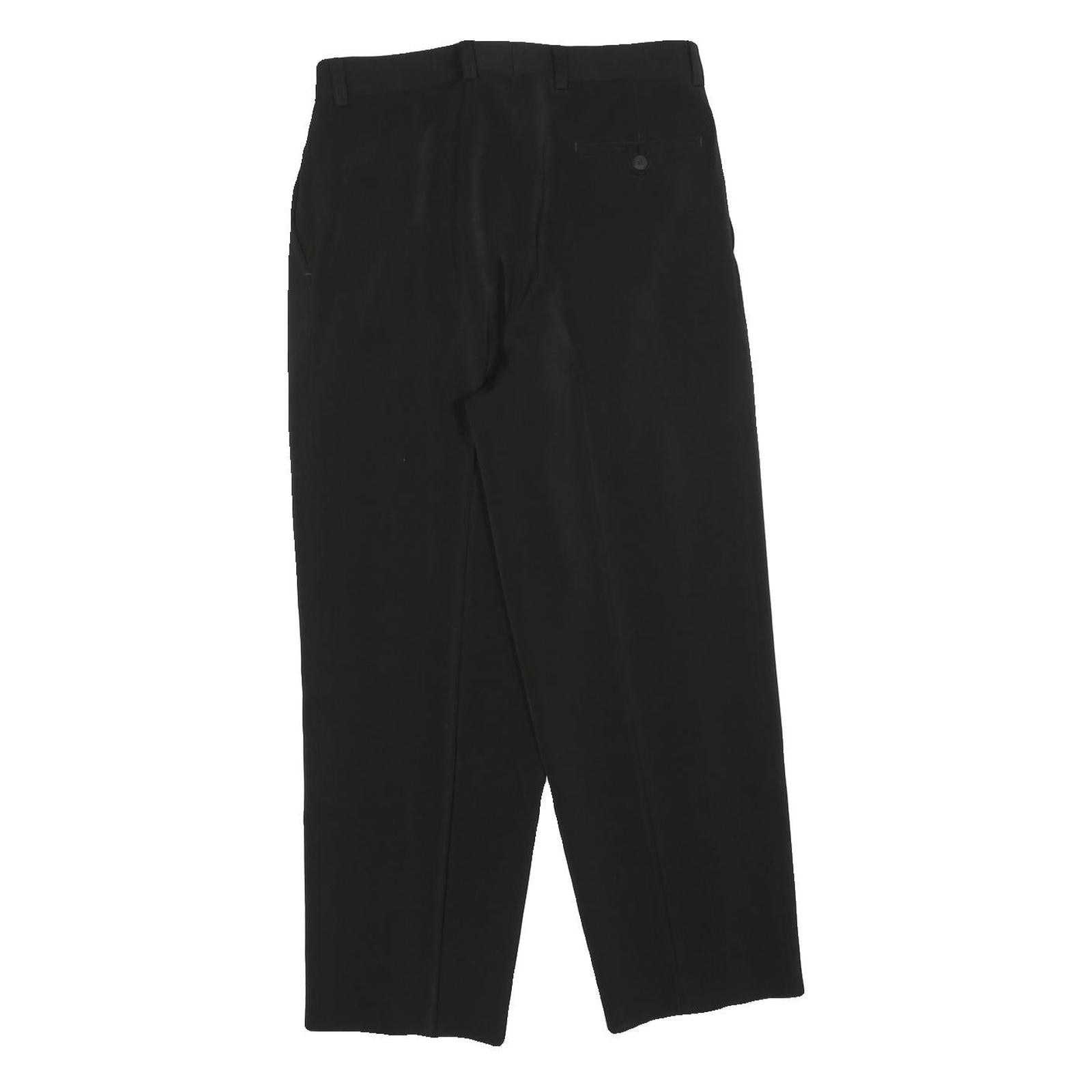Womens Black Regular Fit Straight Leg Trousers W30 L27 Polyester Blend Zip