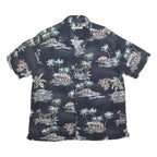 BATIK BAY Mens Black Tropical Print Rayon Shirt XL Casual Hawaiian Holiday