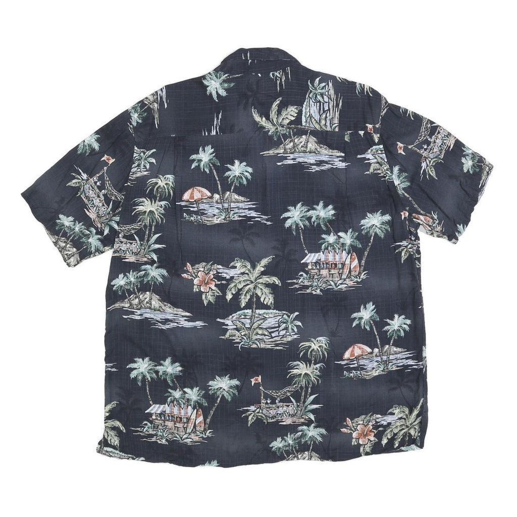 BATIK BAY Mens Black Tropical Print Rayon Shirt XL Casual Hawaiian Holiday