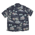 BATIK BAY Mens Black Tropical Print Rayon Shirt XL Casual Hawaiian Holiday