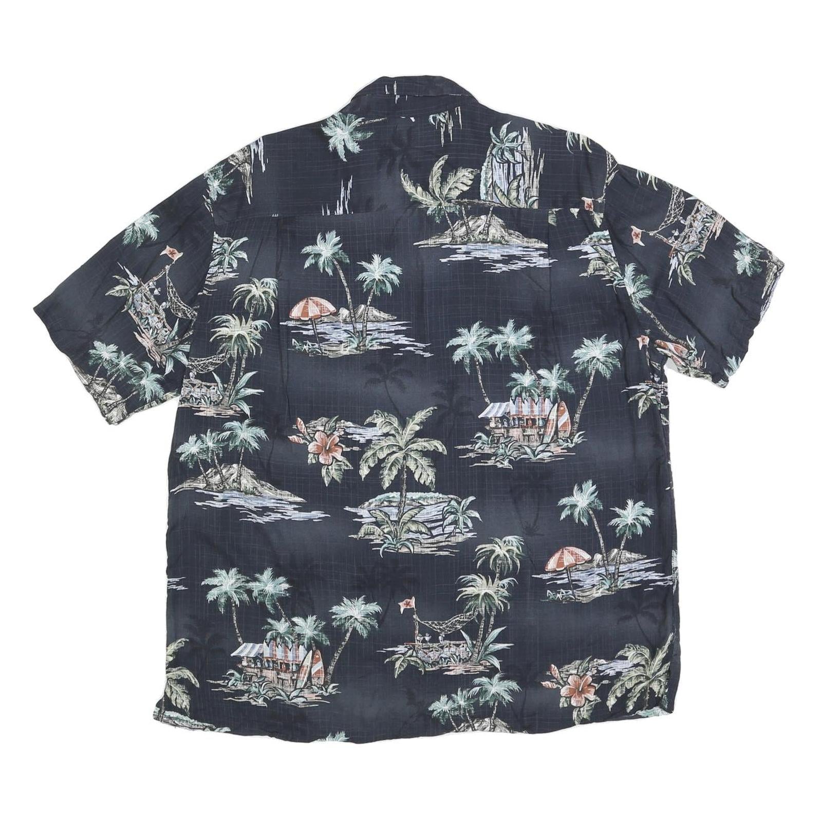 BATIK BAY Mens Black Tropical Print Rayon Shirt XL Casual Hawaiian Holiday