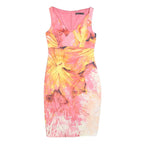 KAREN MILLEN Womens Pink & Yellow Floral Bodycon Polyester Dress UK 10