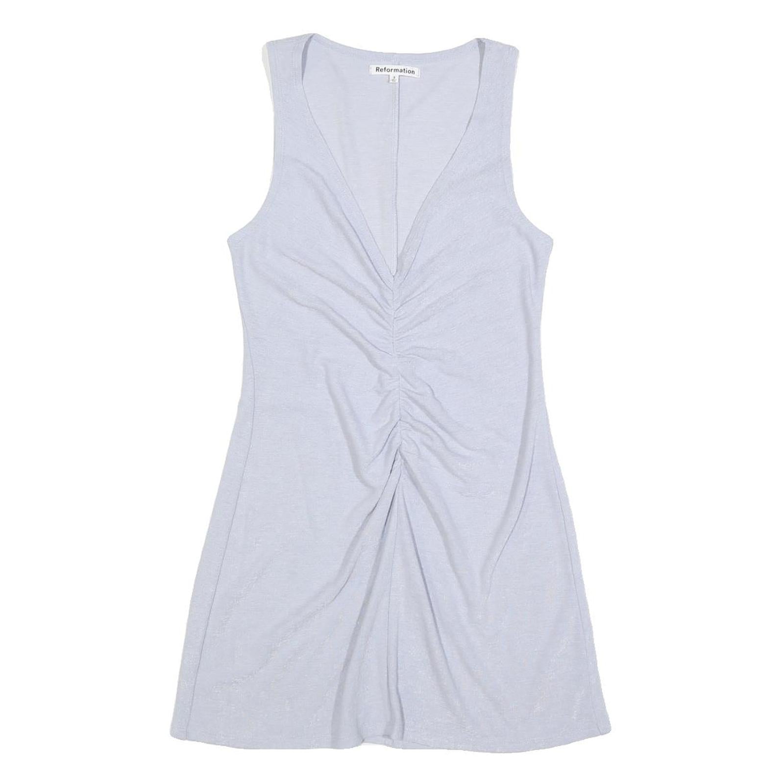 REFORMATION Womens Light Blue Dress Sleeveless Polyester Blend Mini Size S