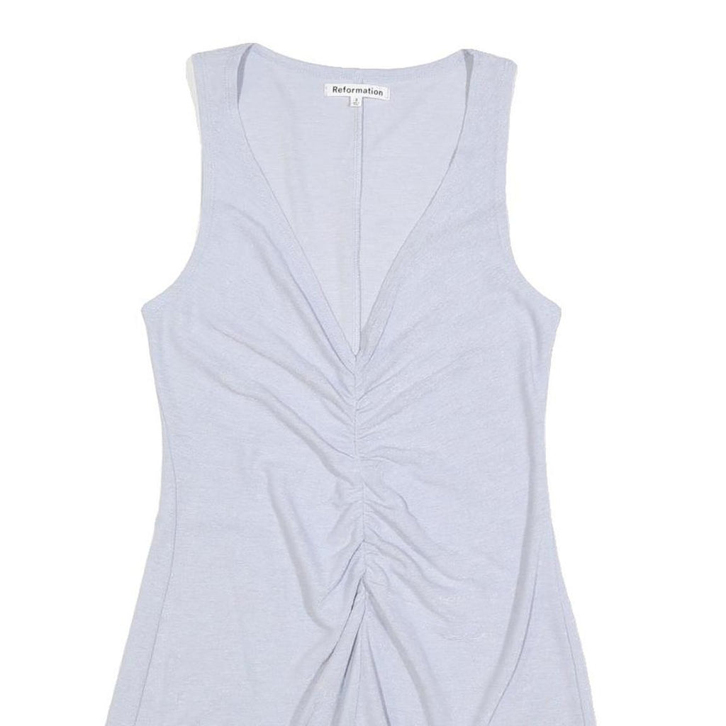 REFORMATION Womens Light Blue Dress Sleeveless Polyester Blend Mini Size S