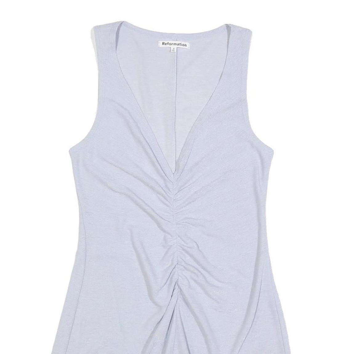 REFORMATION Womens Light Blue Dress Sleeveless Polyester Blend Mini Size S