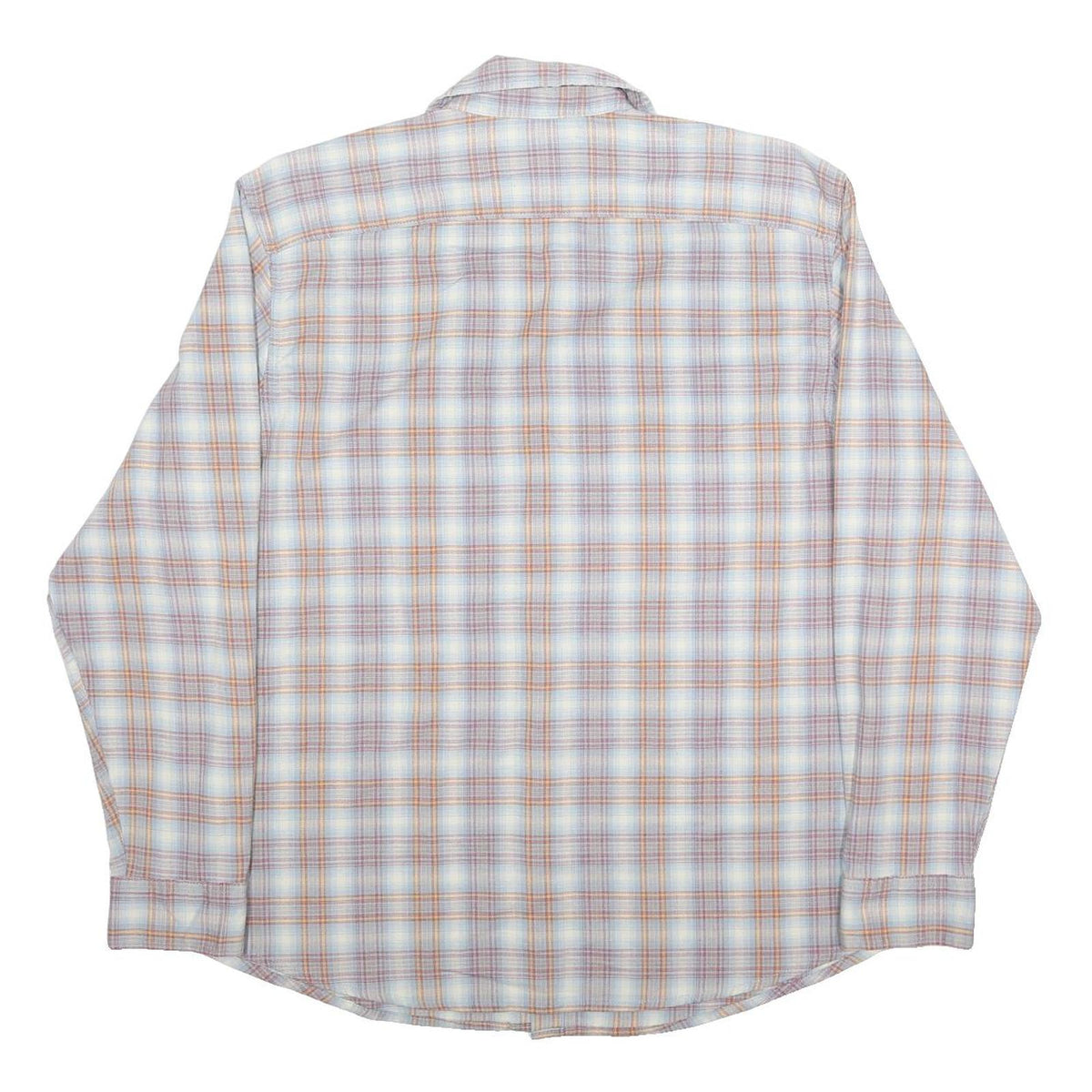 WRANGLER Mens Blue & Orange Check Shirt XL Classic Cotton Long Sleeve Casual