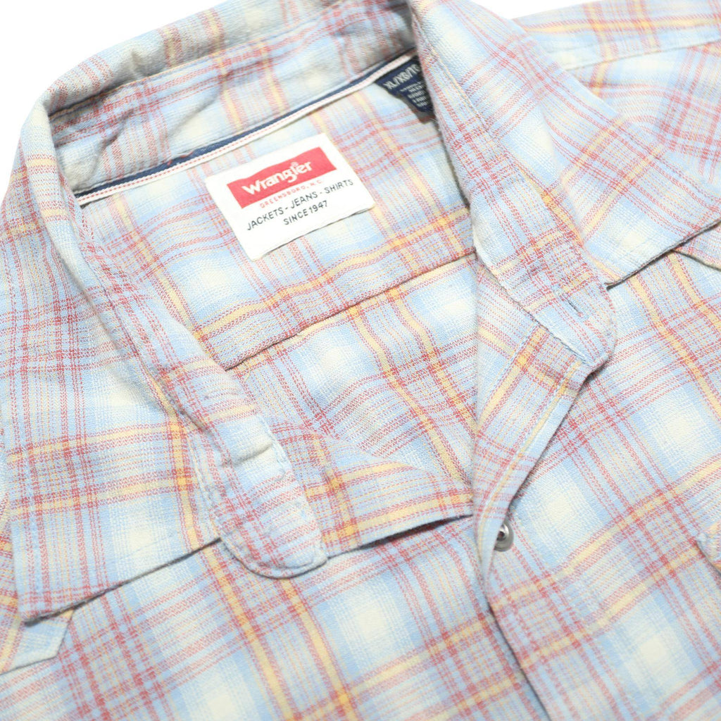 WRANGLER Mens Blue & Orange Check Shirt XL Classic Cotton Long Sleeve Casual