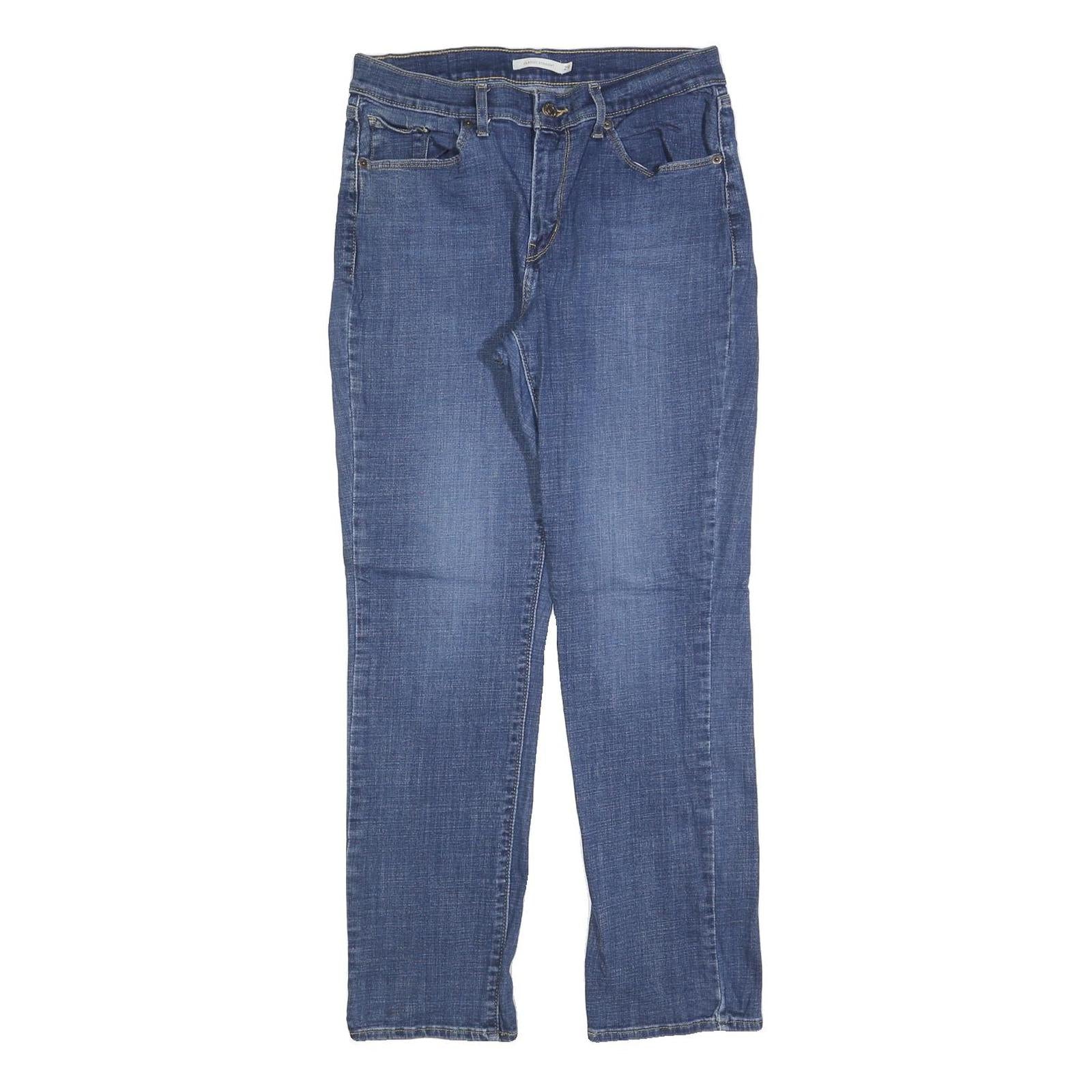 LEVI'S Womens Blue Regular Straight Denim W29 L30 Classic Zip Cotton Blend Jeans