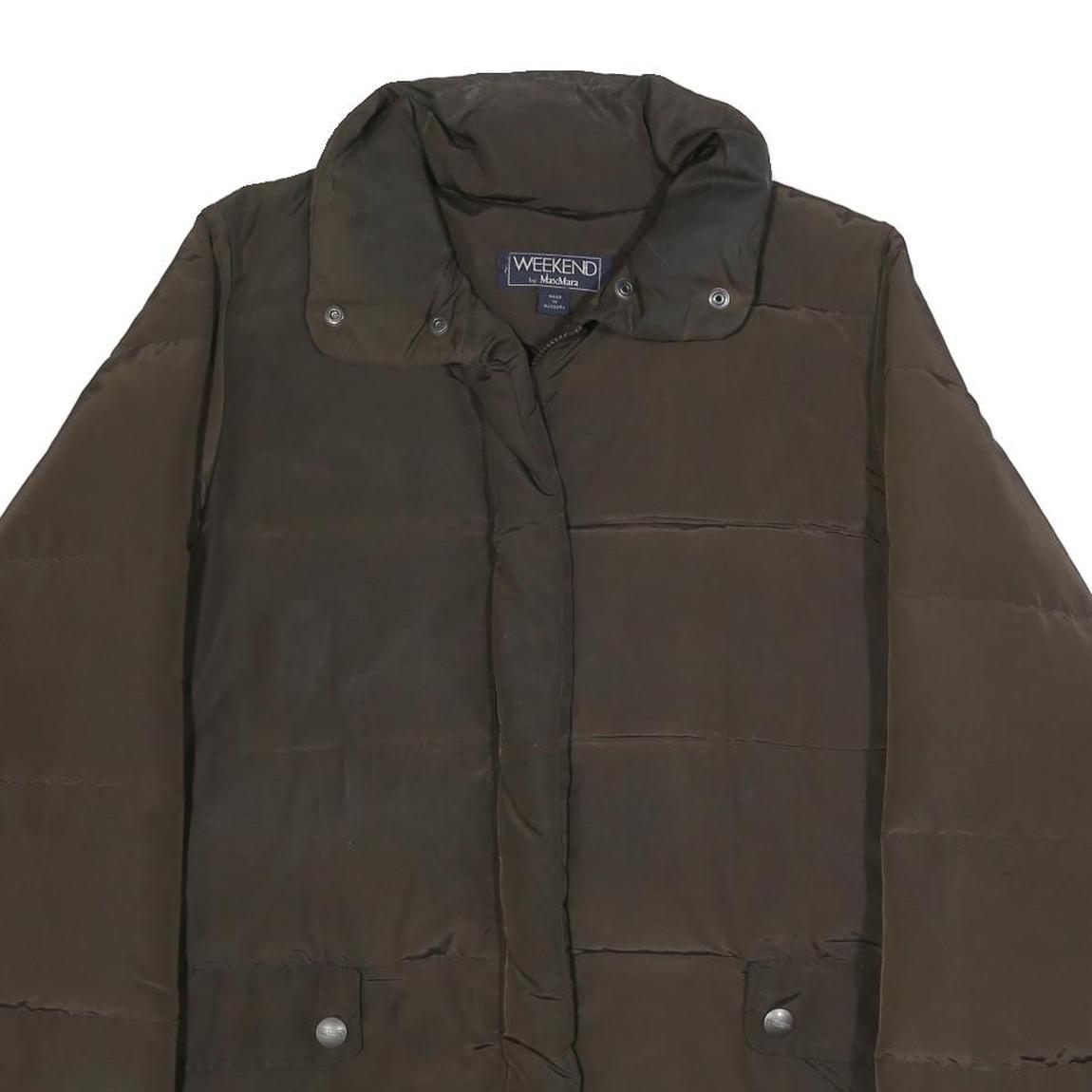 WEEKEND MAX MARA Womens Brown Nylon Quilted Jacket UK 12 Zip Closure Relaxed Fit