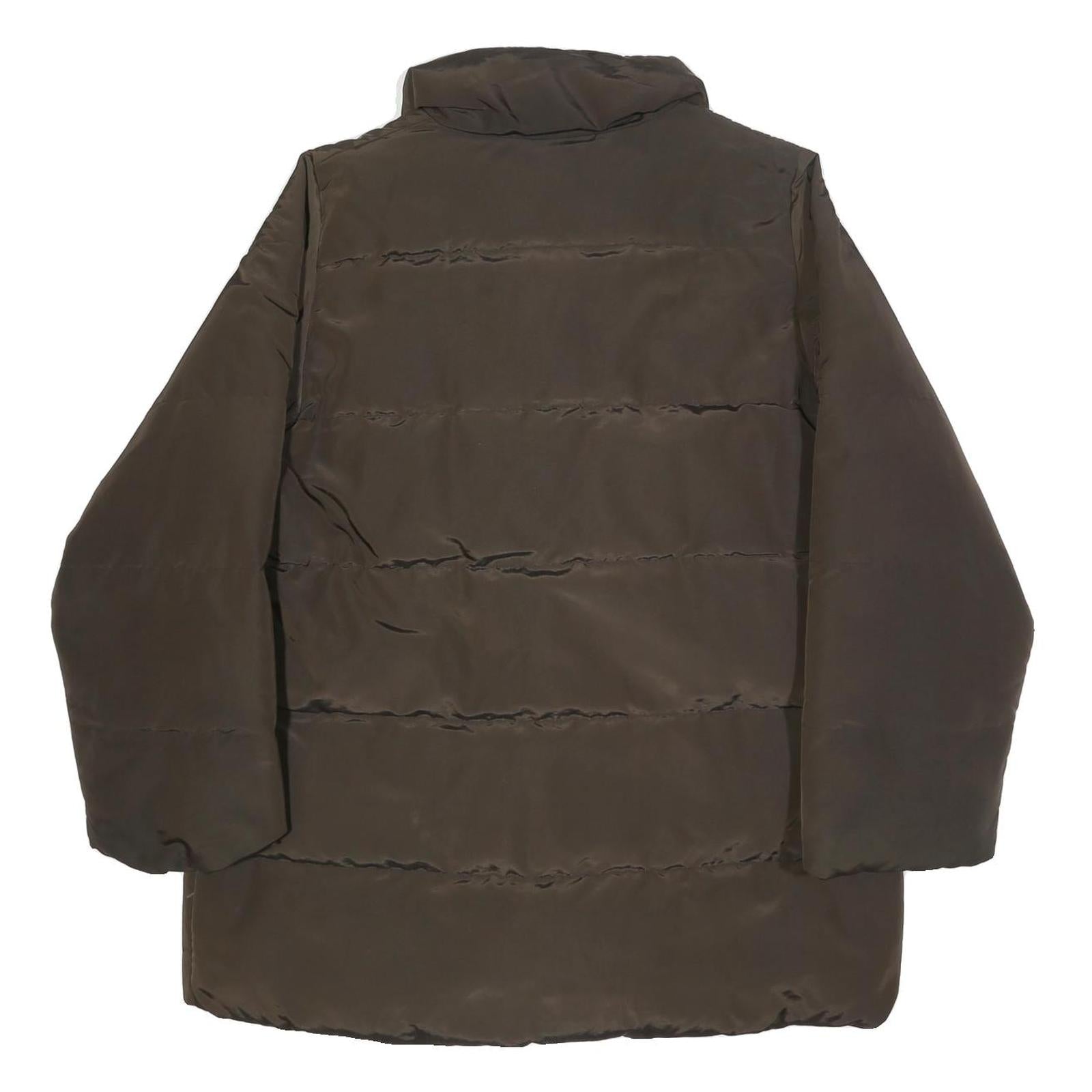 WEEKEND MAX MARA Womens Brown Nylon Quilted Jacket UK 12 Zip Closure Relaxed Fit