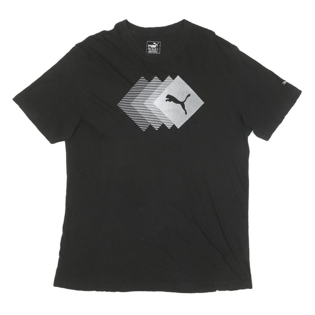 PUMA Mens Black Graphic T-Shirt XL Short Sleeve Crew Neck Sport Casual Top