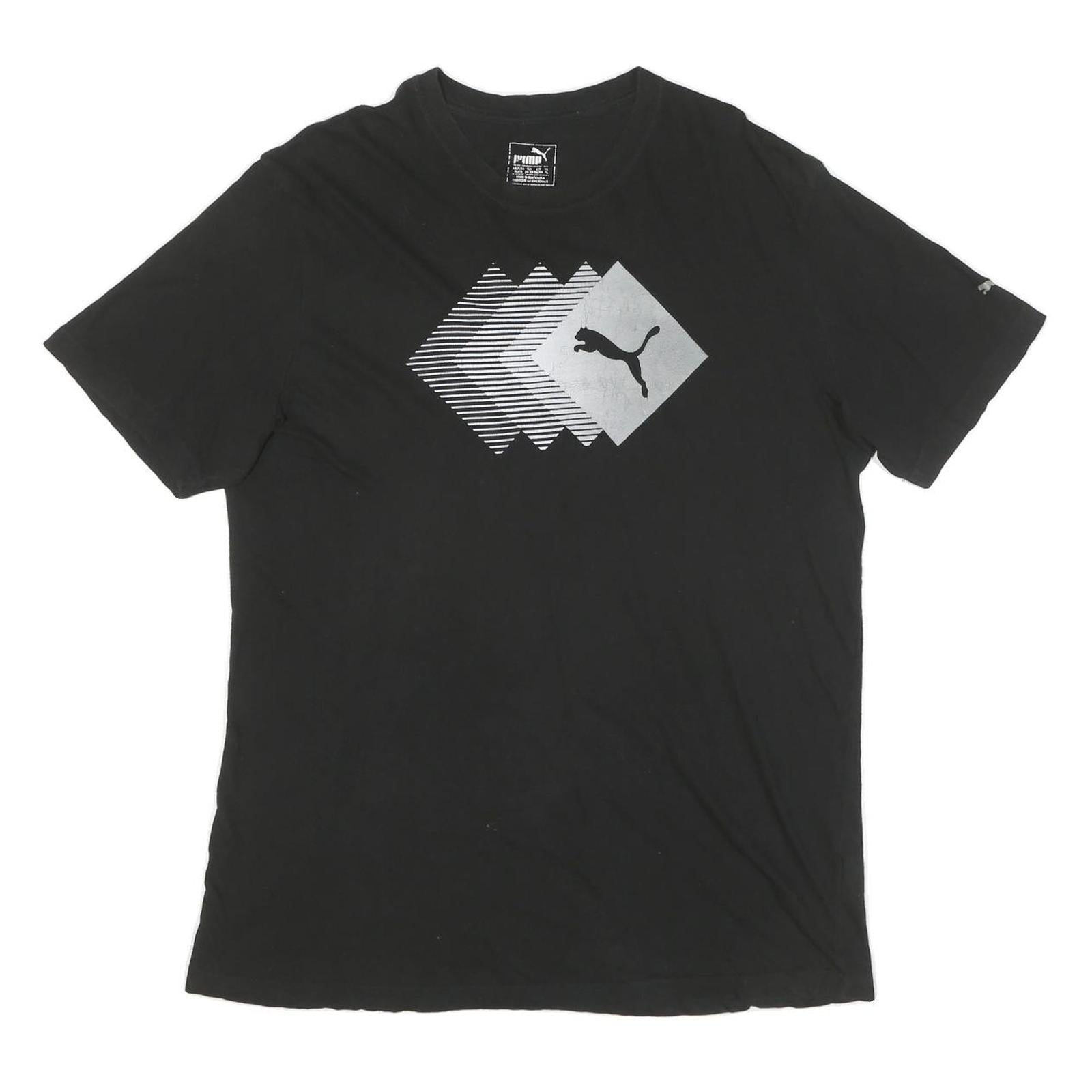 PUMA Mens Black Graphic T-Shirt XL Short Sleeve Crew Neck Sport Casual Top