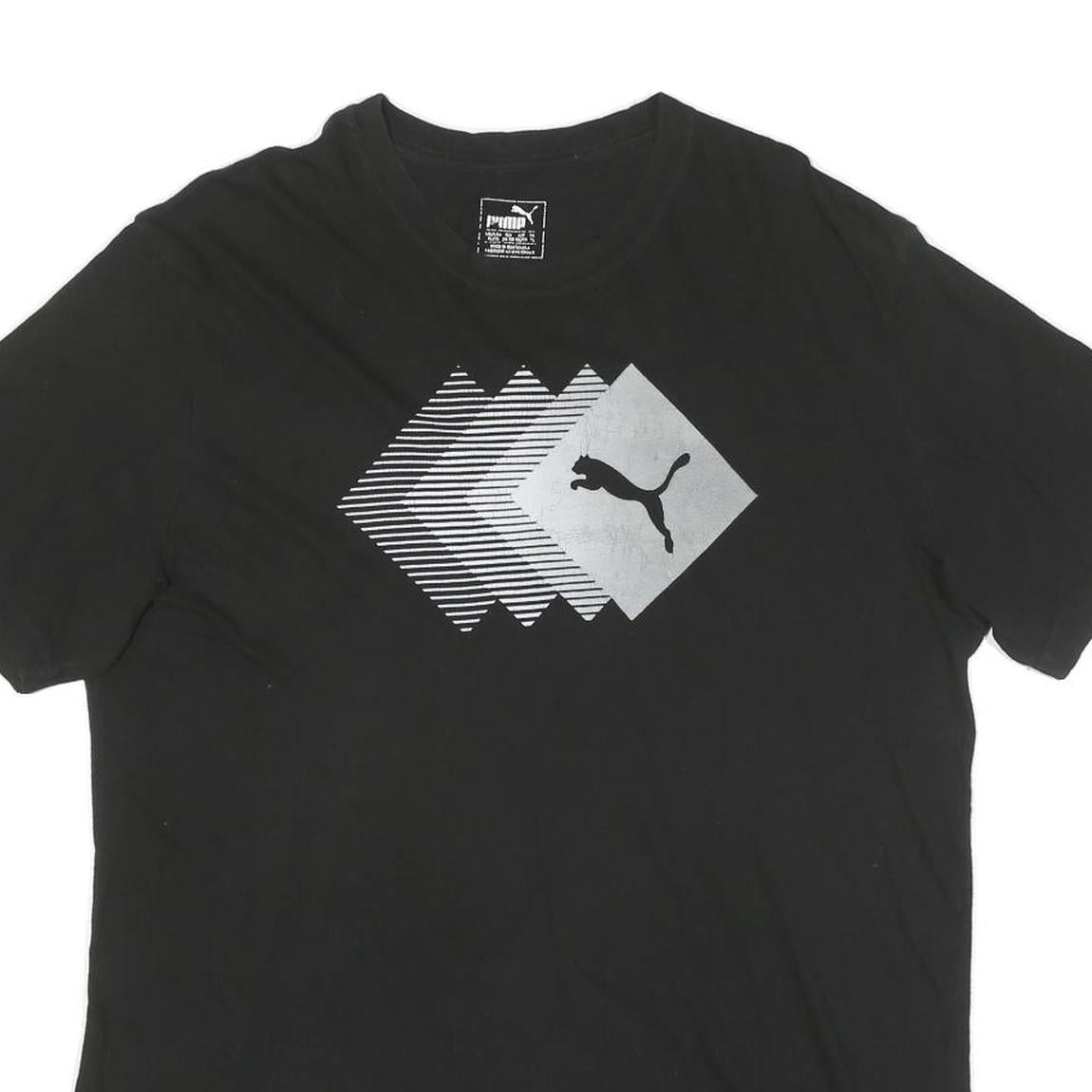 PUMA Mens Black Graphic T-Shirt XL Short Sleeve Crew Neck Sport Casual Top