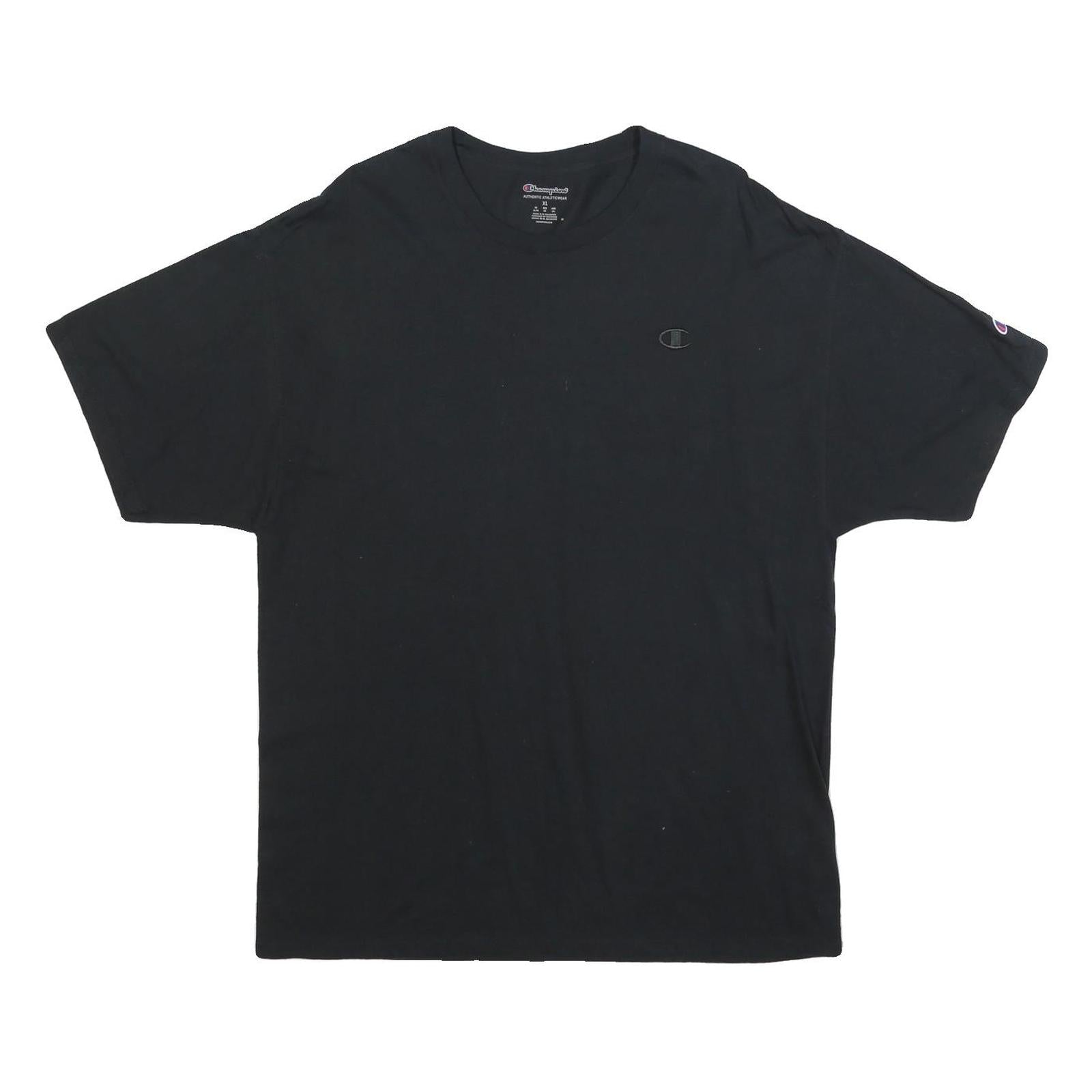 CHAMPION Mens Black T-Shirt XL Short Sleeve Crew Neck Cotton Blend Classic Logo