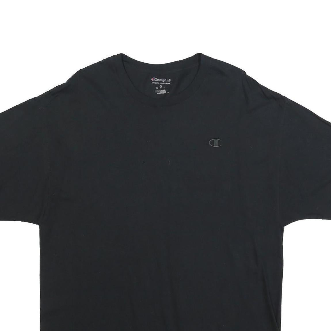 CHAMPION Mens Black T-Shirt XL Short Sleeve Crew Neck Cotton Blend Classic Logo