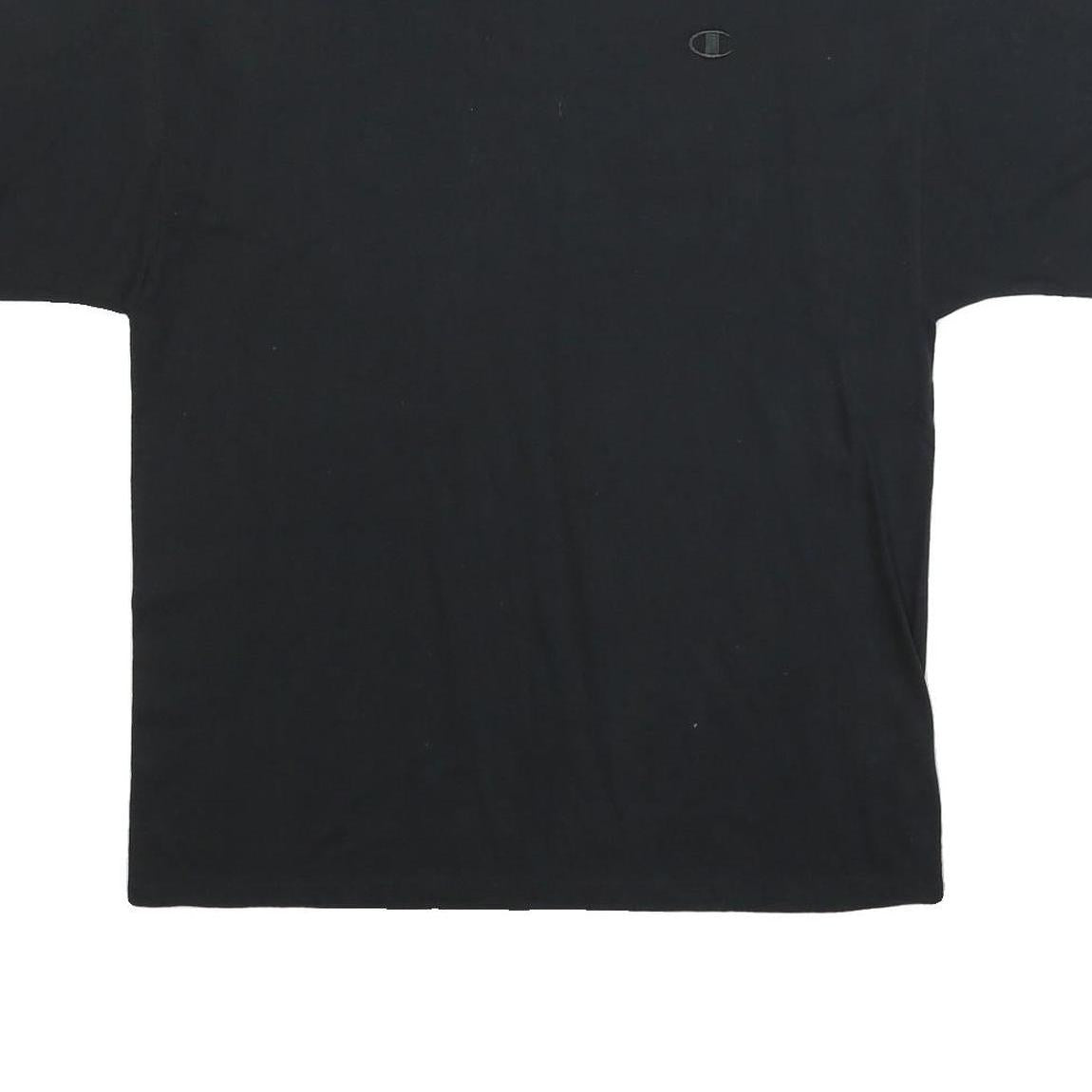 CHAMPION Mens Black T-Shirt XL Short Sleeve Crew Neck Cotton Blend Classic Logo