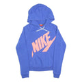 NIKE Mens Blue Hoodie S Cotton Blend Pullover Logo Sweatshirt