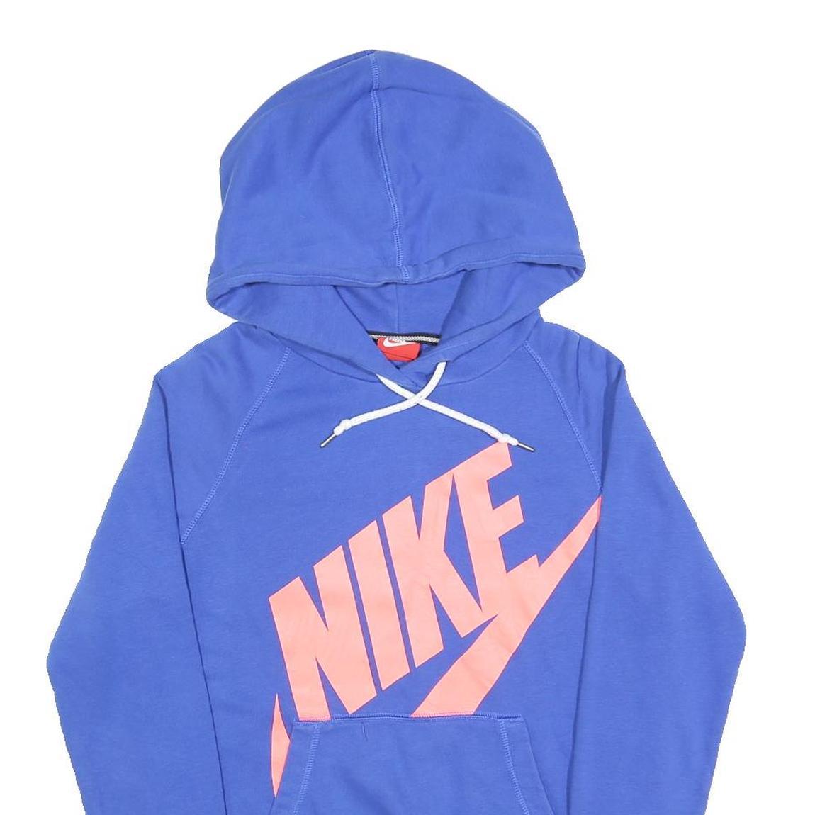NIKE Mens Blue Hoodie S Cotton Blend Pullover Logo Sweatshirt