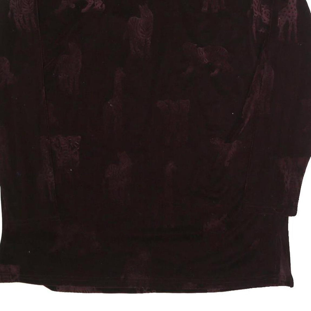 MAXIMA Womens Black Printed Long Sleeve Round Neck Cotton Blend Top L