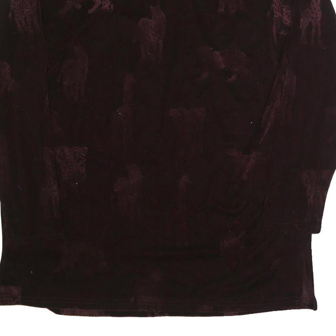 MAXIMA Womens Black Printed Long Sleeve Round Neck Cotton Blend Top L