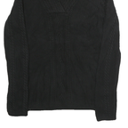 NAUTICA Womens Black Plain Cable Knit Roll Neck Jumper Cotton M Lightweight