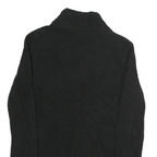 NAUTICA Womens Black Plain Cable Knit Roll Neck Jumper Cotton M Lightweight