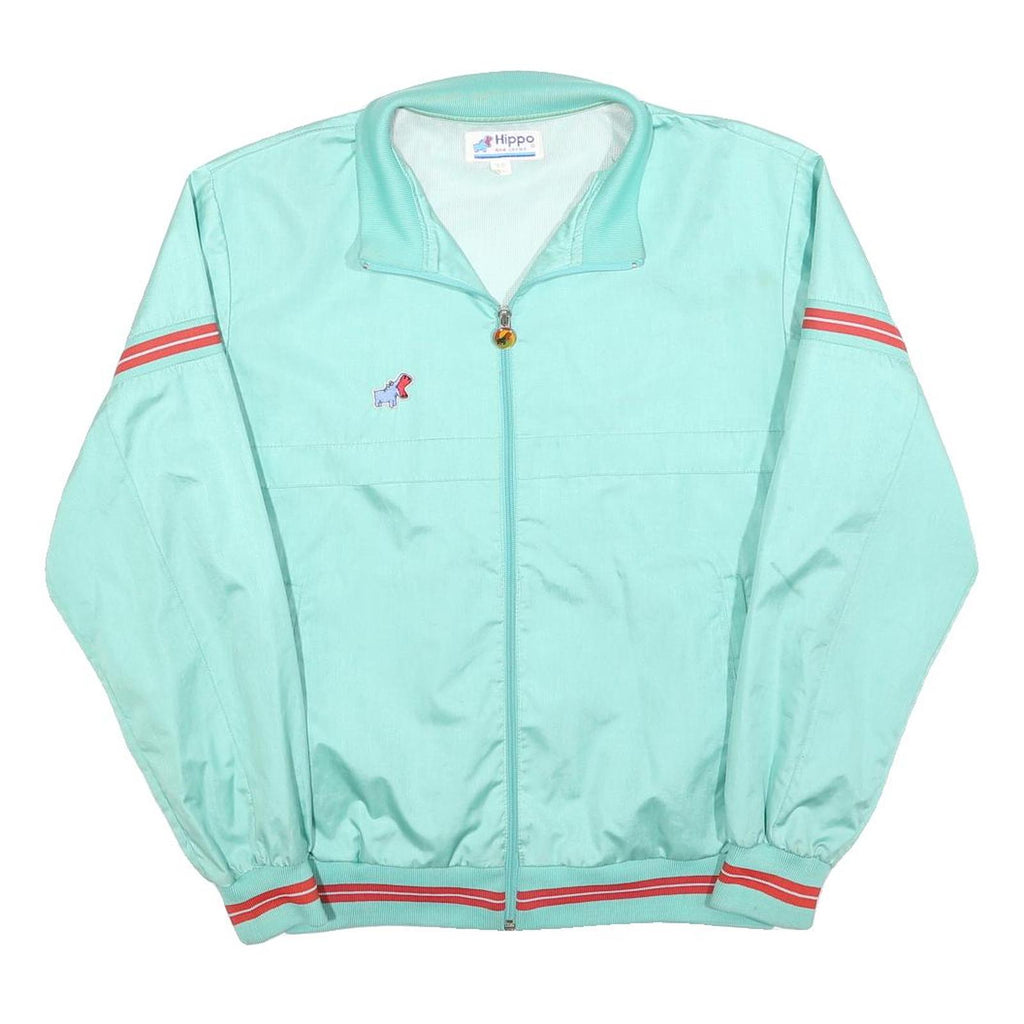 HIPPO Womens Blue Zip Jacket L Polyester Casual Track Style Retro Striped