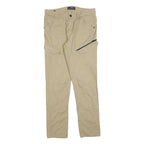 ANGELO LITRICO Mens Cotton Blend Beige Regular Fit Zip Closure Trousers W34 L34